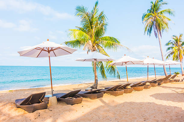 istock Parasol and chair on the beach 638203948
