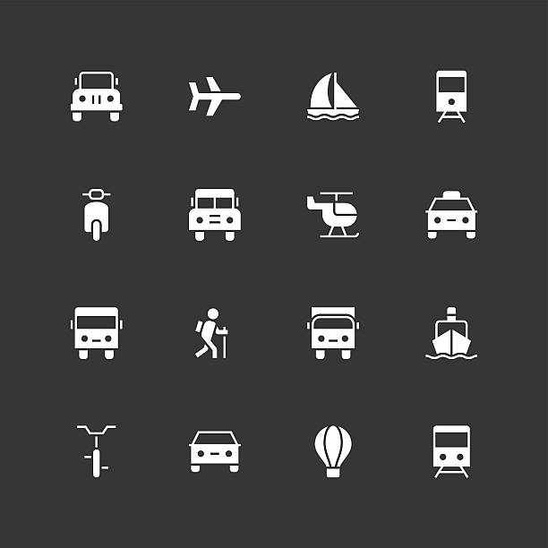 ilustrações de stock, clip art, desenhos animados e ícones de transportation icons - unique - white - train people cable car transportation