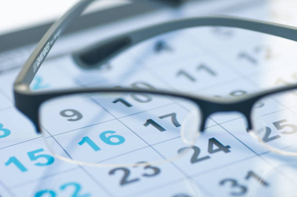 istock Calendar with glasses,New year work time 638209422