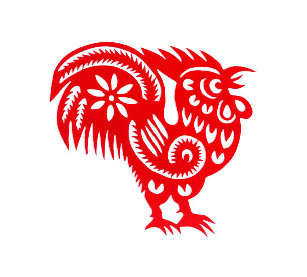istock red flat paper-cut as a symbol of Rooster 2017 638209814