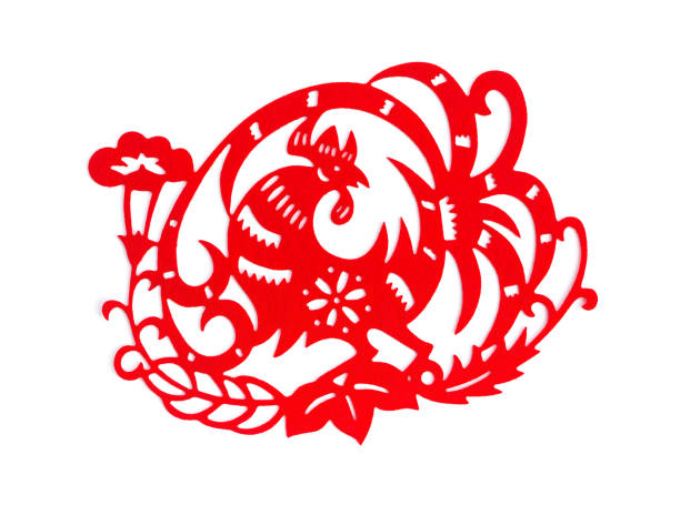 istock red flat paper-cut as a symbol of Rooster 2017 638210374