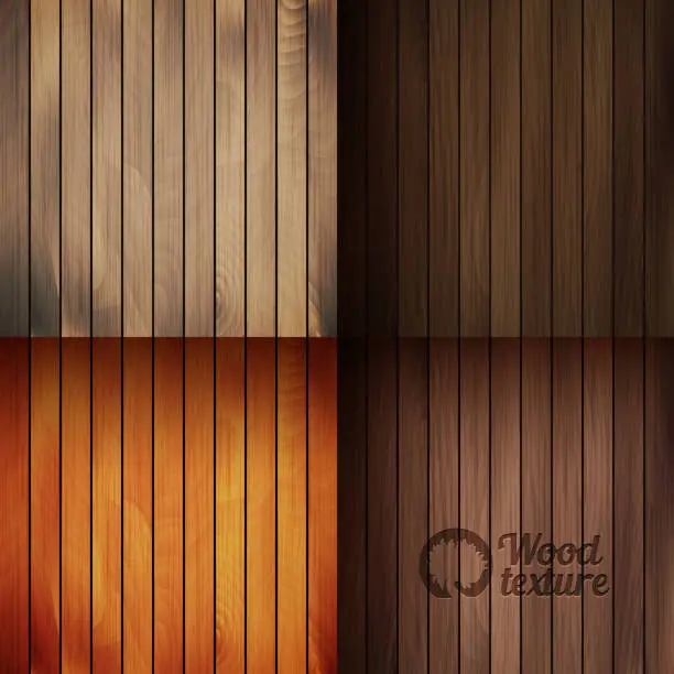 Vector illustration of Set of wood texture backgrounds, four colors included