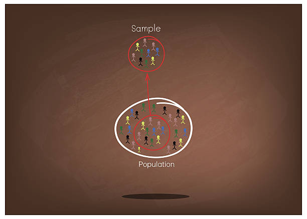 Research Process Sampling from A Target Population Business and Marketing or Social Research, The Process of Selecting Sample of Elements From Target Population to Conduct A Survey on Brown Chalkboard. stratified epithelium stock illustrations