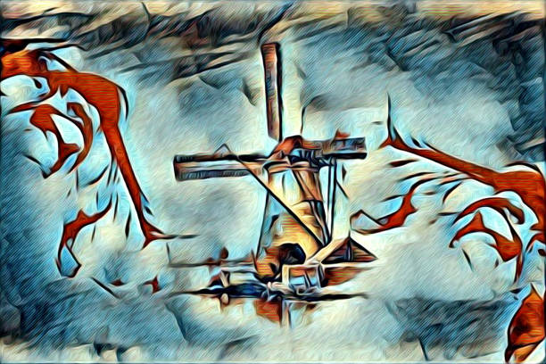 A very nice and useful windmill old retro vintage painting