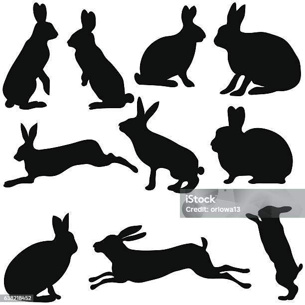 Rabbit Silhouettes On The White Background Vector Illustration Stock Illustration - Download Image Now