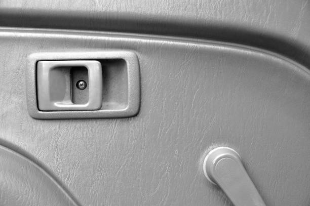 istock Car door inside with door handle and manual  door window 638219018