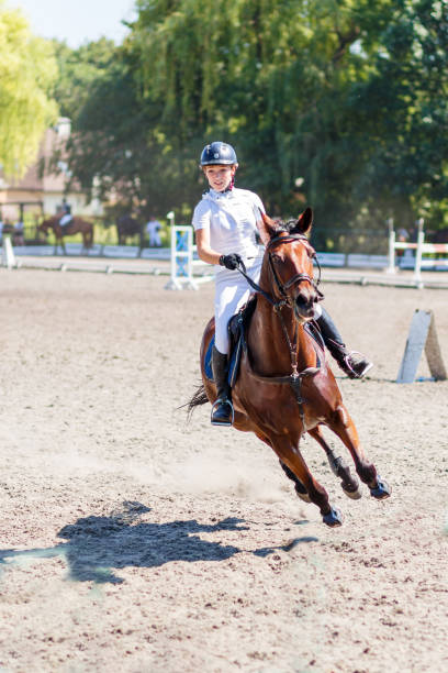 istock Young rider girl on equestrian competition 638219032