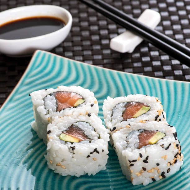 istock Set of four sushi rolls 638221136