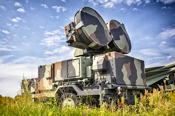 istock Military radar on the airfield 638221730