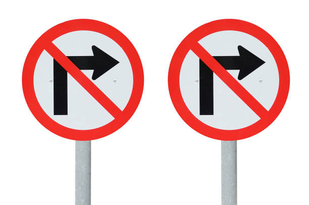 istock Double do not turn right Traffic sign with clipping path 638221896