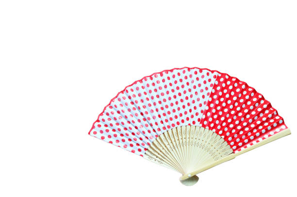 istock Chinese red fan on white background. 638223706