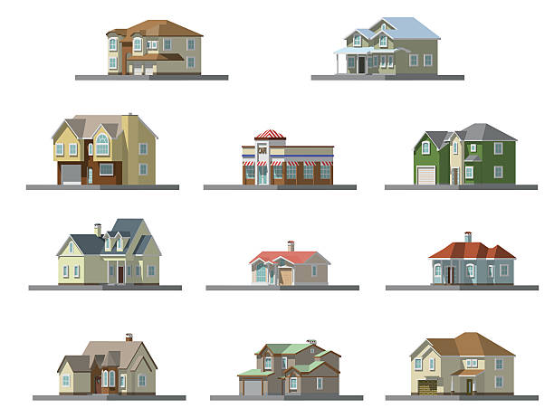 ilustrações, clipart, desenhos animados e ícones de imagem de uma casa privada. ilustração plana vetorial - facade street building exterior vector
