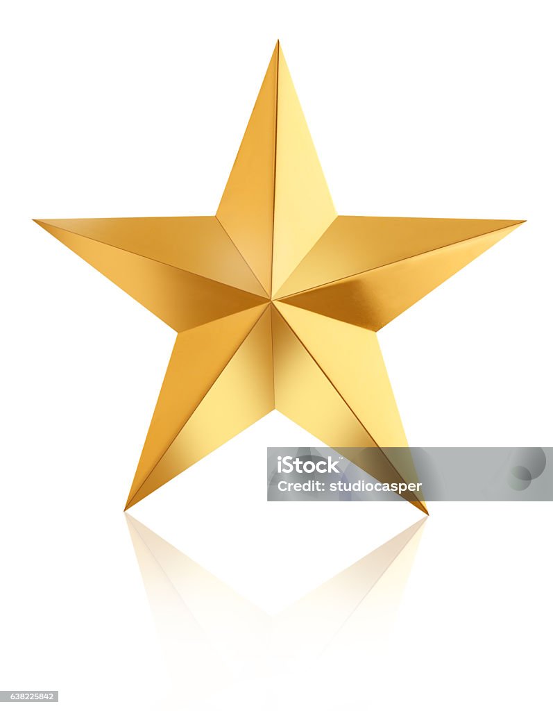 Gold star Gold stars on white background with clipping path Gold - Metal Stock Photo