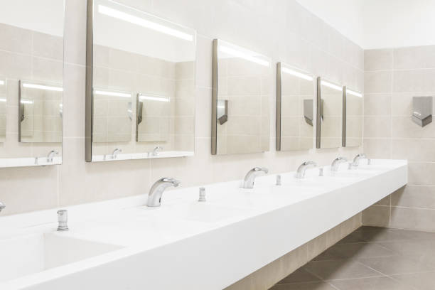 istock Commercial bathroom for washing hands 638230864