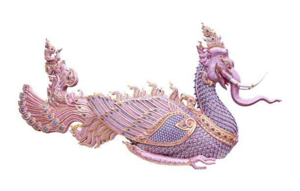 Bird in Thailand  fairy tale isolated on white background (Hastilinga bird).Elephant bird sculpture.