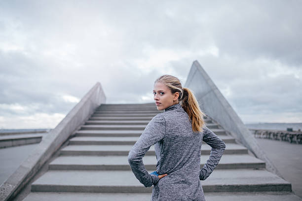 Fitness female model ready for a run