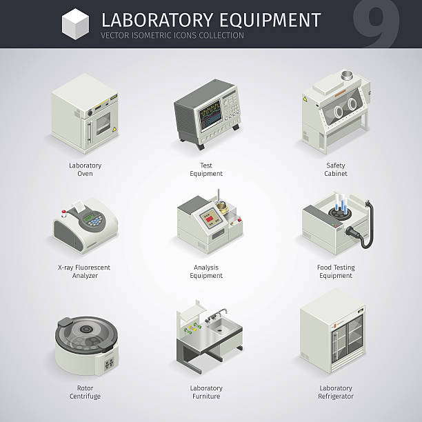 laboratory equipment icons - santrifüj stock illustrations