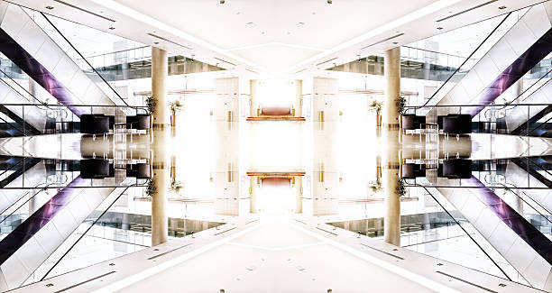 Empty shopping center in sunset, Dubai, kaleidoscopic view