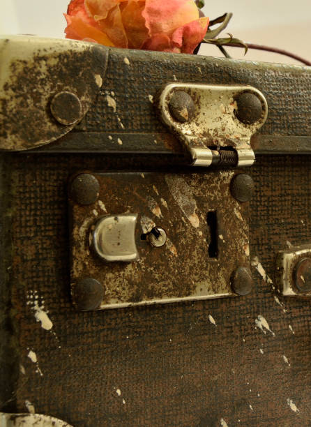 istock Vintage suitcase and a rose 638237188