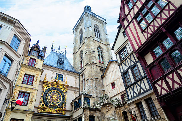 Big Clock clock, Rouen The Great Clock or Gros Horloge in Rouen, Normandy rue du gros horloge photos stock pictures, royalty-free photos & images