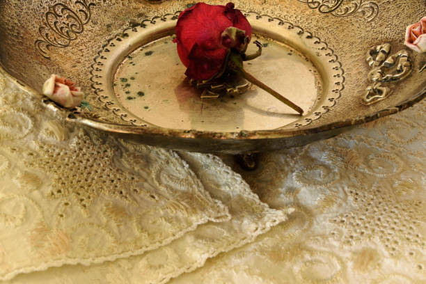 istock Part of an antique plate with a rose  inside 638238866