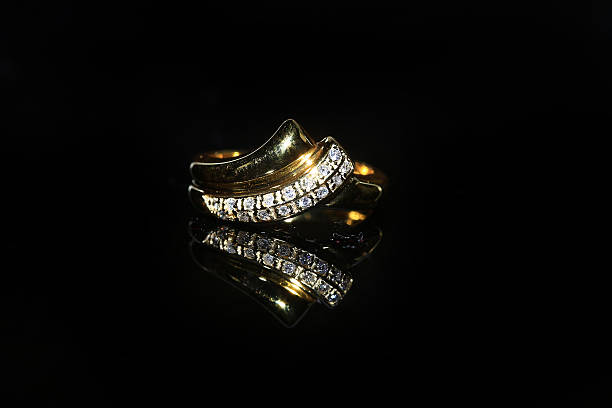 istock Jewellery diamond ring and gemstone on a black background 638239610