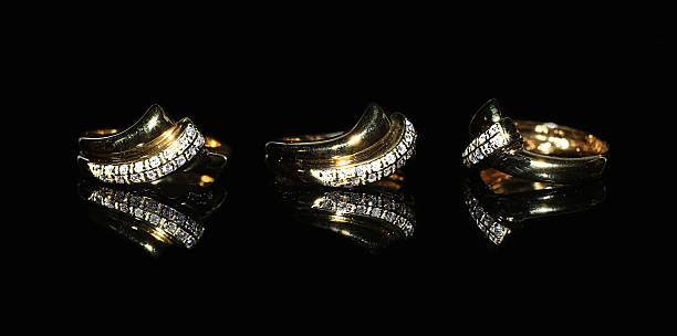 istock Jewellery diamond ring and gemstone on a black background 638239766