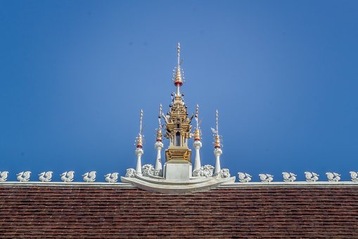 Temple roof decoration at Wat Inthakhin (aka Wat Sadue Muang) Temple, Chiang Mai Province, Thailand