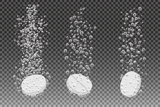 rozpuszczalny lek z gazowanym śladem wyizolowany na tle w kratkę - rozpuszczać stock illustrations