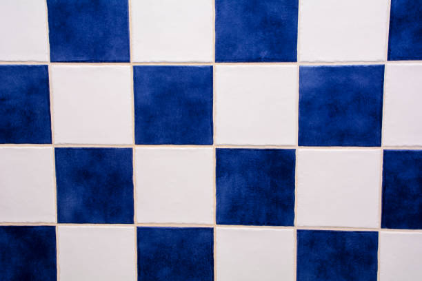 istock Wall with blue and white tiles 638244272
