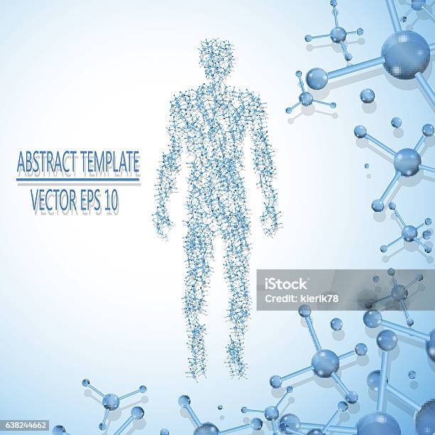 Abstract Molecule Based Human Figure Concept Stock Illustration - Download Image Now - The Human Body, Atom, Abstract