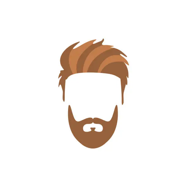 Vector illustration of Hipster Male Hair and Facial  Style With Staline Moustache