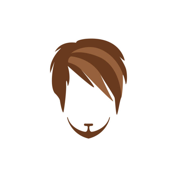 Hipster Male Hair and Facial Hair Style With Side Hipster Male Hair and Facial Hair Style With Side Fringe And Goatee.Hair, Beard And Moustache Style Design Template emo hair guys stock illustrations