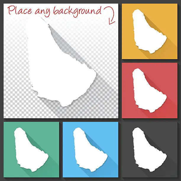 Vector illustration of Barbados Map for design, Long Shadow, Flat Design