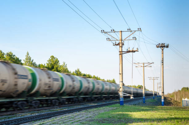 istock Train with oil tanks moving. 638248662