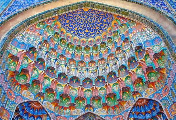 Detail of the decorations of the Abdulaziz Khan Madrassah in Bukhara, Uzbekistan