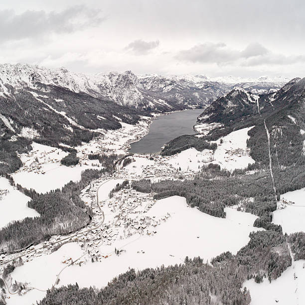 istock Lake Grundlsee, Arial Winter Panorama, Austria 638251816