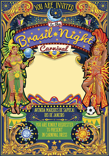 illustrazioni stock, clip art, cartoni animati e icone di tendenza di rio carnival poster template brasile carnaval mask show parade - samba dancing dancer salsa dancing carnival