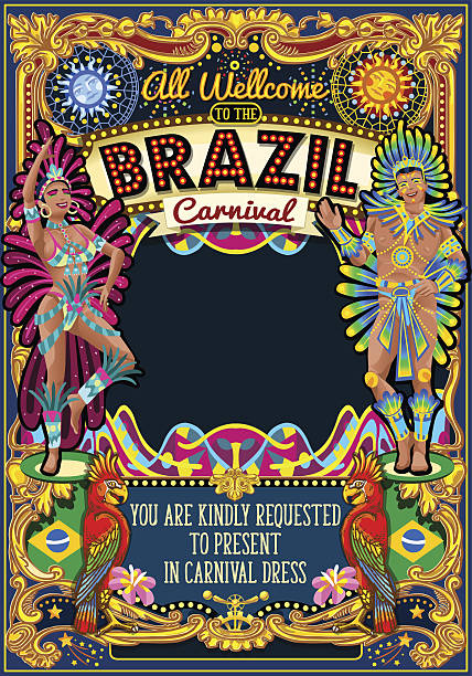 rio karneval poster thema brasilien karneval maske show parade - samba dancing rio de janeiro carnival brazilian stock-grafiken, -clipart, -cartoons und -symbole