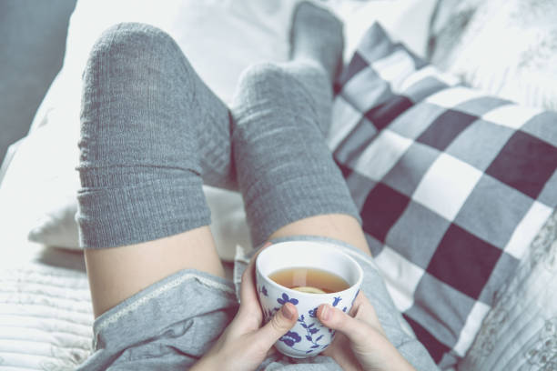 istock Cozy situation with drinking tea, cozy faded concept 638256798