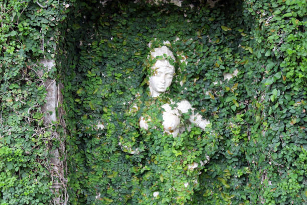 Statue covered with jacket of a leaves