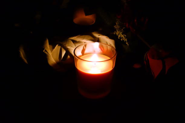 istock Decorative candle in glass and wreath 638266474
