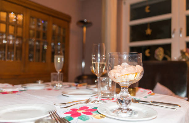 istock Festive decorated table with an appetizer and champagne 638266884