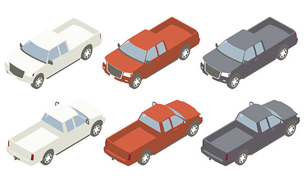 Pickup Trucks Isometric Illustration vector art illustration