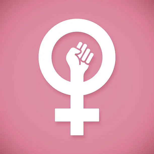 Vector illustration of Female Power Raised Fist