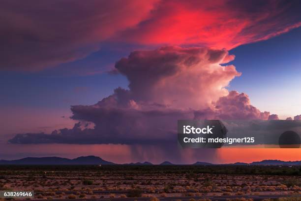 Sunset Storm Clouds Stock Photo - Download Image Now - Monsoon, Arizona, Desert Area