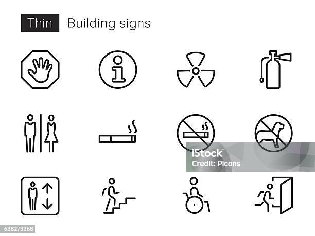 Building Signs Vector Icons Set Stock Illustration - Download Image Now - Icon Symbol, No Smoking Sign, Smoking - Activity