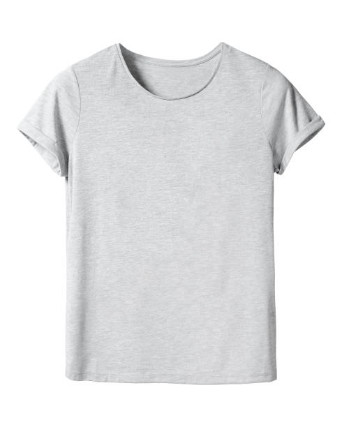 istock Woman`s gray t-shirt with copy space isolated on white 638274938