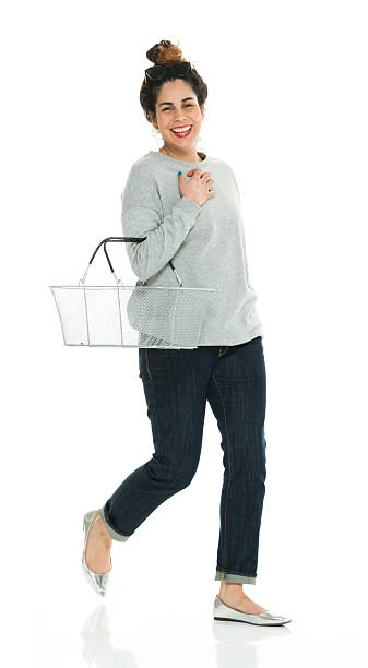 Cheerful woman walking