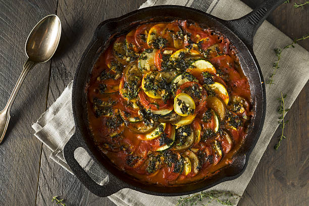 Homemade Ratatoulle with Eggplant and Tomato Homemade Ratatoulle with Eggplant Squash and Tomato ratatouille stock pictures, royalty-free photos & images